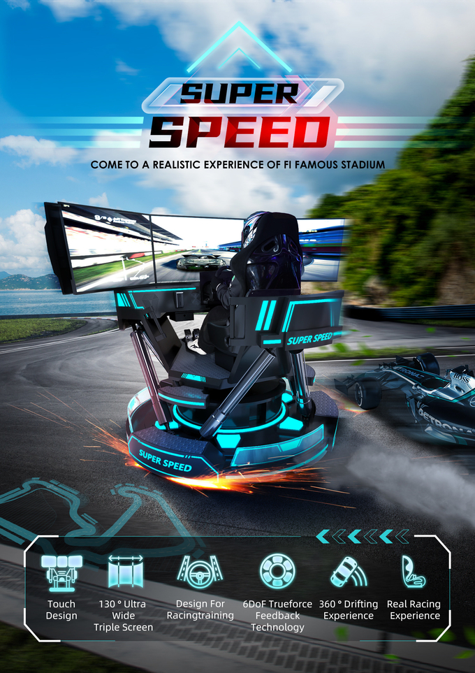 VR 3-Screen Car Racing Virtual Reality Simulator 6-Dof Black Car Racing Game Machine 5d Mobil Mengemudi arcade Untuk Mall 0