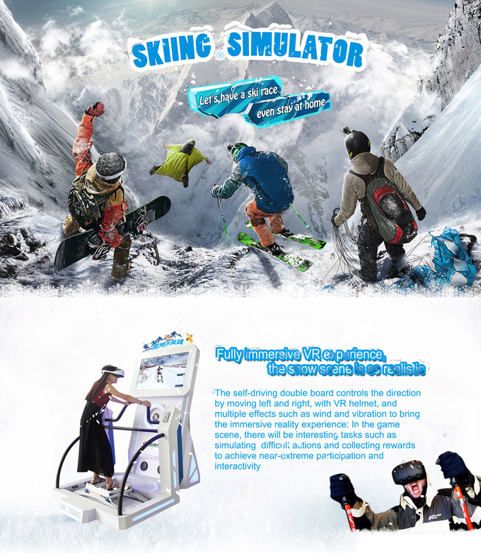 Coin Operated Virtual Reality Arcade Machine 9d Vr Ski Simulator Untuk Komersial 0