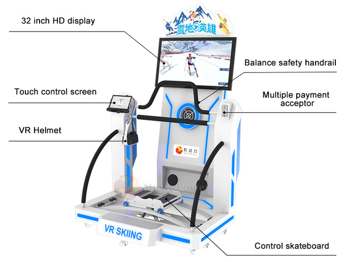 Coin Operated Virtual Reality Arcade Machine 9d Vr Ski Simulator Untuk Komersial 3