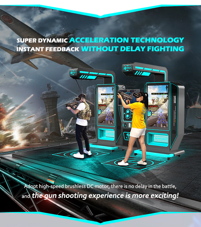 Virtual Reality Indoor 9d Vr Arcade Shooting Game Machine kat Vr Super 2 pemain simulator senjata untuk pusat perbelanjaan 2