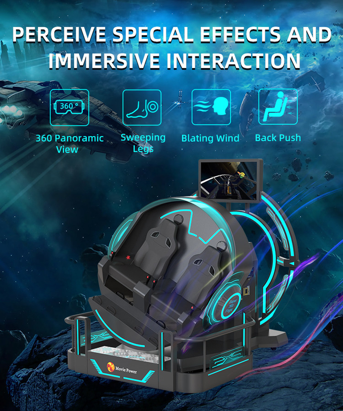 VR 360 2 Seat 9d Roller Coaster Mesin VR 360 Rotasi VR Cinema 360 derajat Simulator Kursi Terbang 2
