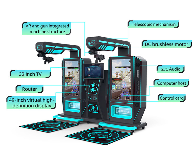 Virtual Reality Indoor 9d Vr Arcade Shooting Game Machine kat Vr Super 2 pemain simulator senjata untuk pusat perbelanjaan 1