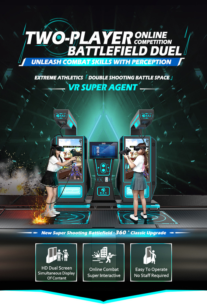 Virtual Reality Indoor 9d Vr Arcade Shooting Game Machine kat Vr Super 2 pemain simulator senjata untuk pusat perbelanjaan 0
