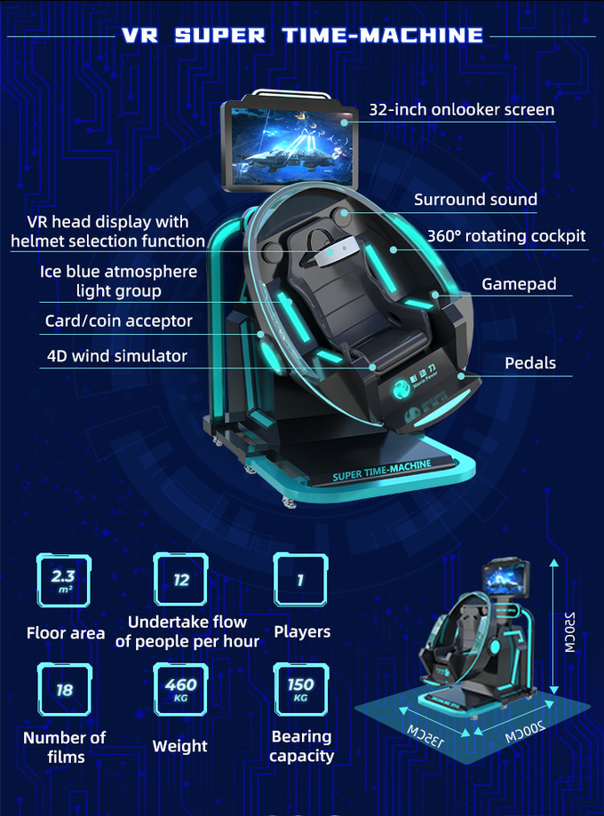 Komersial Virtual Reality Simulator 9D VR Super Time Machine Fly Game Equipment 4