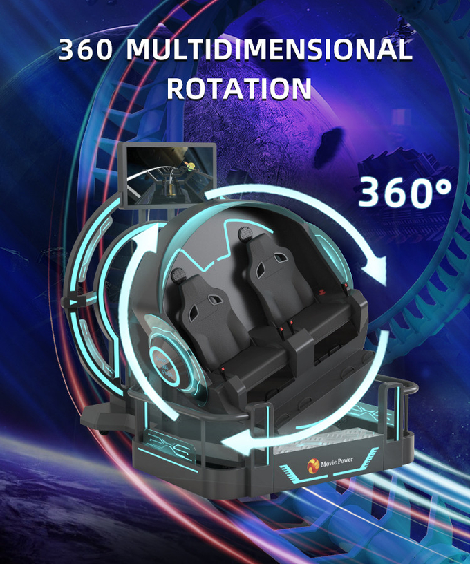 VR 360 2 Seat 9d Roller Coaster Mesin VR 360 Rotasi VR Cinema 360 derajat Simulator Kursi Terbang 3
