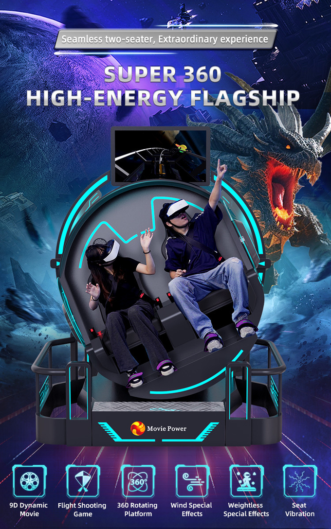 Produk Taman Hiburan 2 Kursi Koin Dioperasikan VR Games Flying Theater VR/AR/MR Hiburan 0