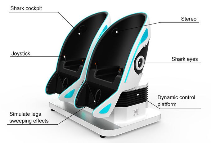 Taman hiburan 9D VR Egg Chair Simulator VR Shark Motion Cinema 2 Tempat duduk 5