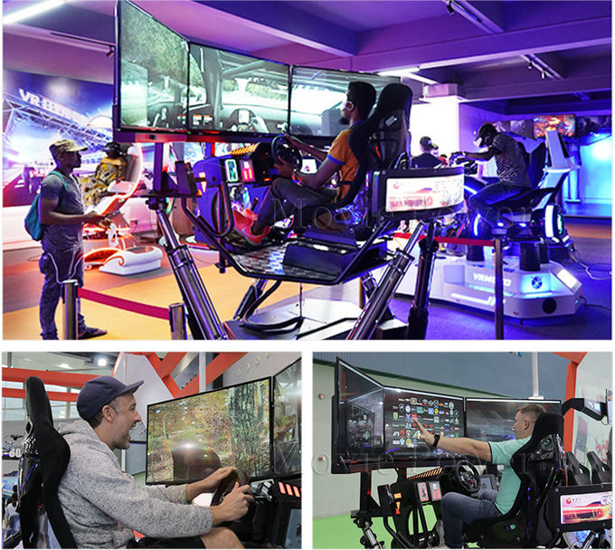 6 DOF Mobil Balap Arcade Peralatan Penggerak Gerak Dinamis 3 Layar Simulator Mengemudi 1