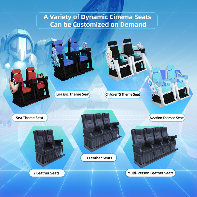 VR Movie System Suppliers Motion Cinema Chair Equipment 4d 5d 7d 9d 6d Teater Dengan Multi Seats 5
