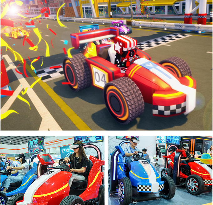 VR Theme Park Rides 9D Kids Racing Game Simulator Mesin Arcade Mobil yang Dioperasikan dengan Koin 1