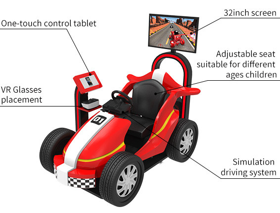 VR Theme Park Rides 9D Kids Racing Game Simulator Mesin Arcade Mobil yang Dioperasikan dengan Koin 4