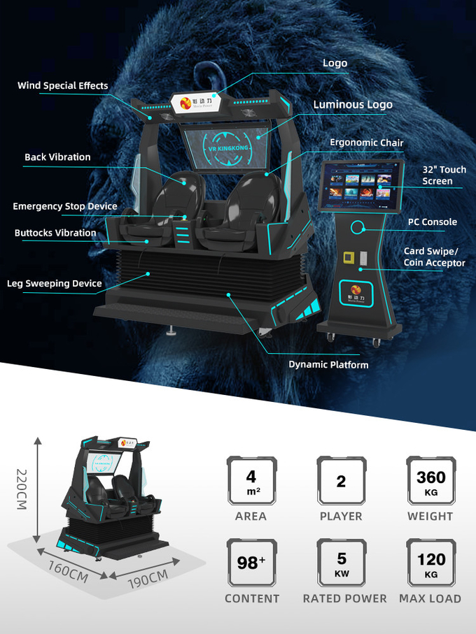 VR Mesin 2 kursi Roller Coaster Simulator 9d Vr Cinema Motion Kursi Virtual Reality Game Arcade Untuk Komersial 1