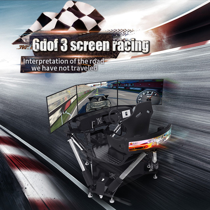 6 DOF Mobil Balap Arcade Peralatan Penggerak Gerak Dinamis 3 Layar Simulator Mengemudi 0