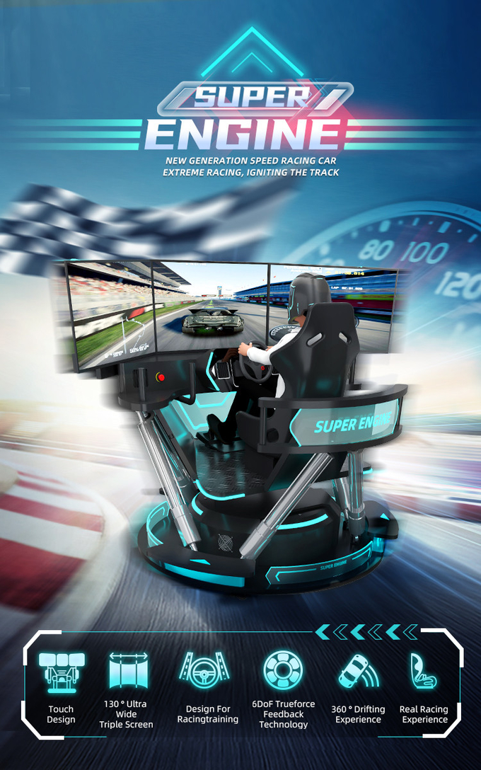 6dof Motion Hydraulic Racing Simulator Racing Car Arcade Game Machine Simulator Mengemudi Mobil Dengan 3 Layar 0