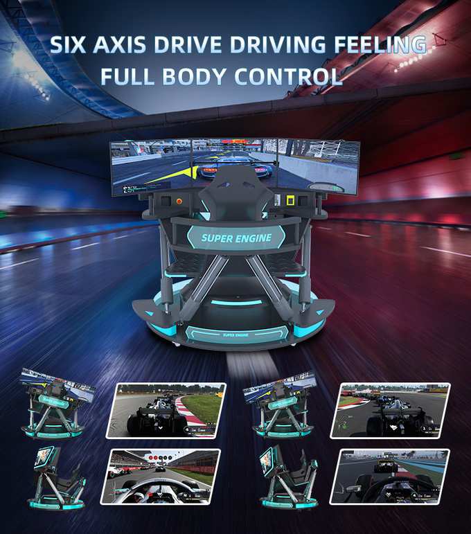 5.0KW F1 Mobil Racing Simulator Driving Game Machine 6 Dof Motion Platform Dengan 3 Layar 3