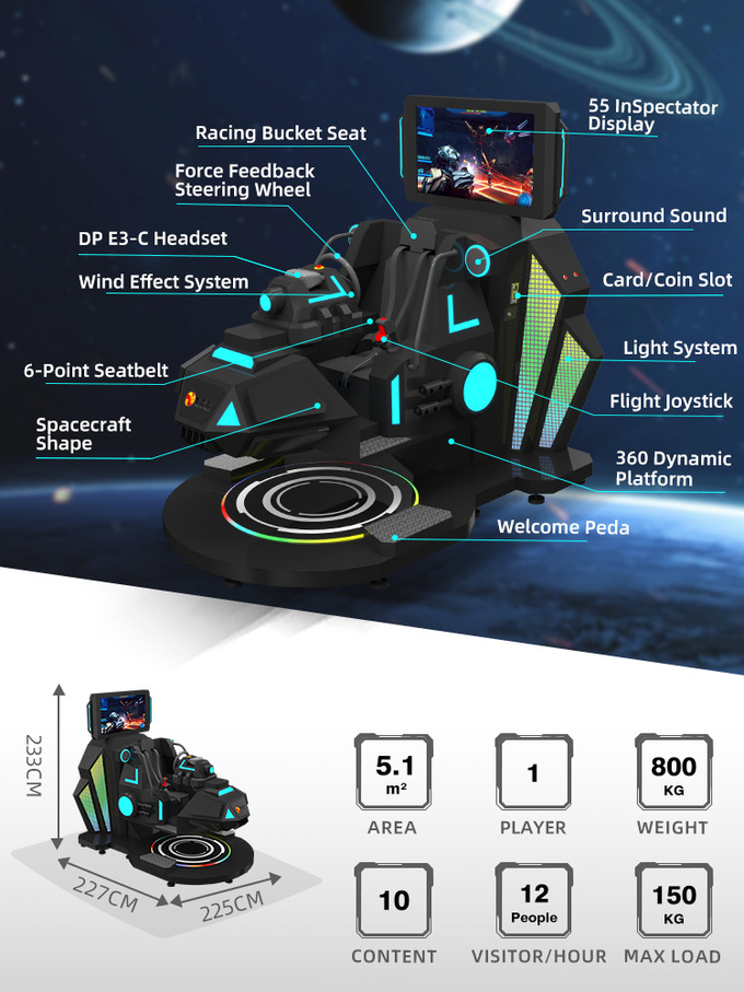 Interaktif VR Menembak 360 derajat VR Penerbangan VR Racing Simulator Kokpit Star Warship 1