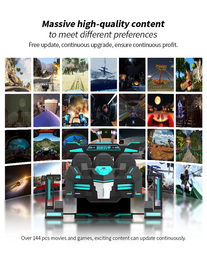 Fiberglass 9D VR Menembak Bioskop 6 Orang VR Kursi Roller Coaster Arcade Game Simulator 1